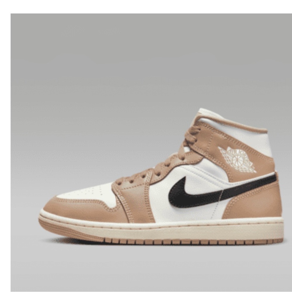 Nike Air Jordan 1 Mid Women’s Brown and White High-Top Sneakers. Brand new.